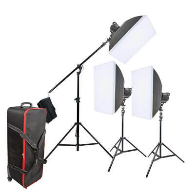 LED illuminazione continua regolabile tre TESTA Boom Softbox Kit Con Custodia Portatile 60W 