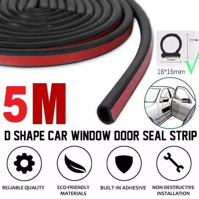 Junta de puerta de coche tipo D de 5 m junta de goma cinta de sellado autoadhesiva coche puerta ventana.