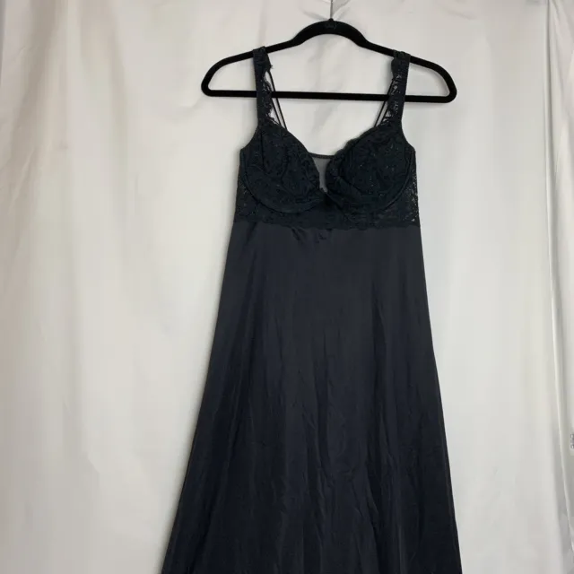 Olga Women Black Night Gown Maxi Bust Sz 38 Lingerie Vtg Pre Owned Slip Dress