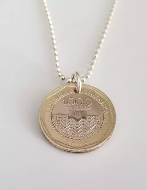 Colombian 1000 Pesos Coin Necklace | Coin Pendant | Unique Gift | Coin Jewelry |
