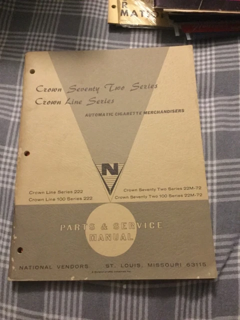 National Vendors Crown Line Automatic Cigarette Machine  Parts &  Service Manual