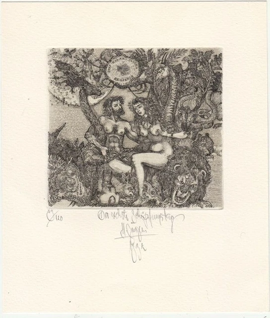 Exlibris Bookplate Radierung Harry Jürgens 1949 Schöpfungstag