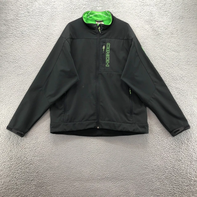 Cinch Mens Jacket Black Green XXL Stretch Polyester Fleece Lined Full Zip