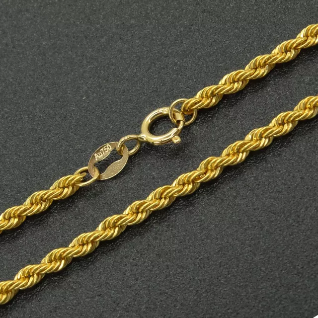 18K Solid Gold Rope Chain Singapore Twist Necklace Men Women 2mm 16"-24"