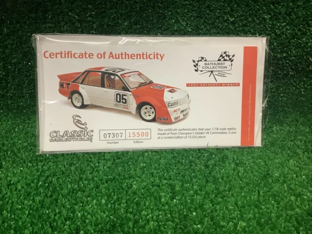 1:18 1984 Bathurst Winner Holden VK Commodore Brock/Perkins Certificate Only