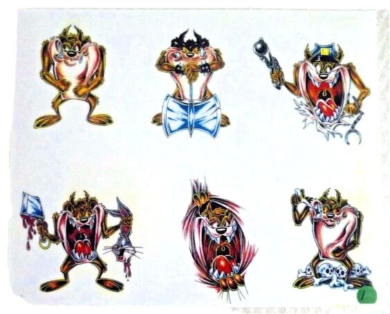 tAZ TASMANIA DIABLO COLOR ARTE TATUAJE HOJA FLASH ARTISTA DESCONOCIDO NUEVO neocurio