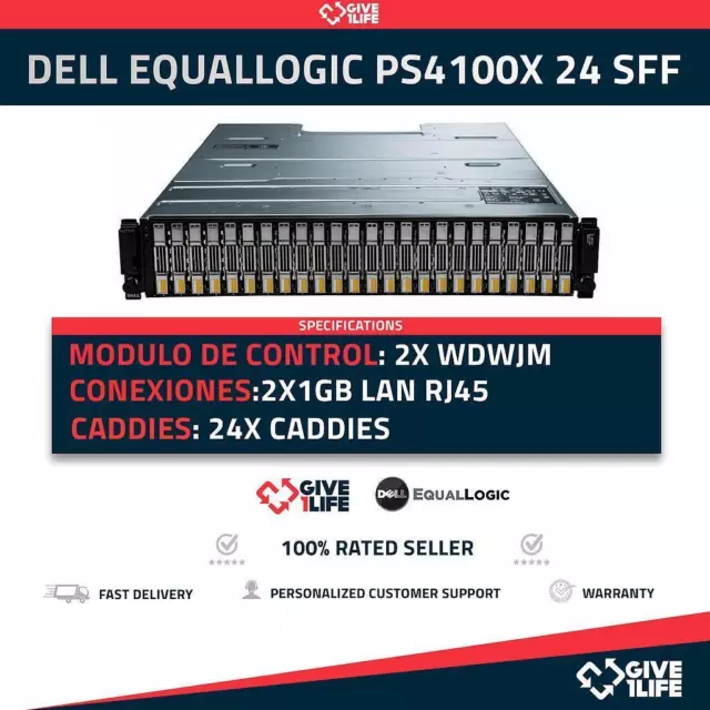 DELL EQUALLOGIC PS4100X 24 SFF 2x MODULES WDWJM + 2 SOURCES