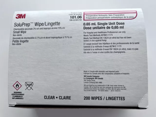 3M SoluPrep  / Alcohol Swabs Box of 200 Small Wipes (Non-Sterile)