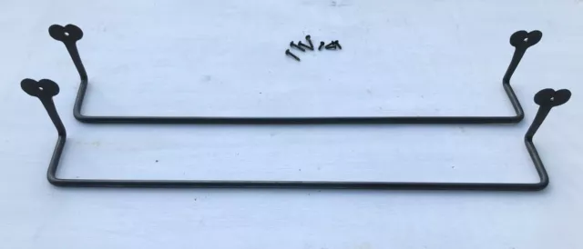 Pair (2) Blacksmith Hand forged Wrought iron Heart-shaped Hanging Towel Rack bar