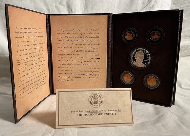 2009 US Mint Lincoln Coin & Chronicles Set Proof Silver Dollar etc w/ COA Sleeve