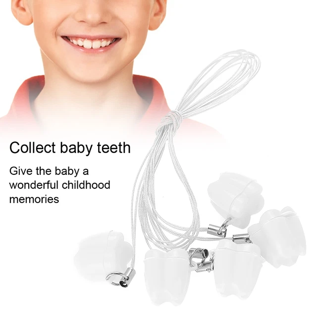 5pcs Plastic Baby Milk Tooth Storage Box With Rope Tooth Saver Necklaces GBD