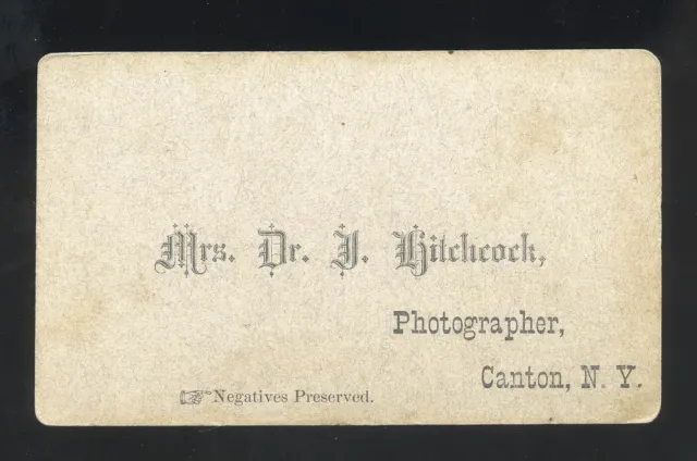 1860s CANTON, NY CDV - Mrs.Dr. Jennette Hitchcock FEMALE  DR. PHOTOGRAPHER  RARE