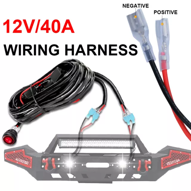 Wiring Harness Kit 12V ON/OFF Rock Switch Relay Loom For Bumper Work Light bar