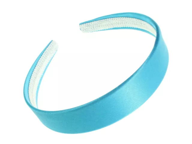 2.5cm (1") Bright Blue Satin Plastic Alice Band Hair Band Headband No Teeth