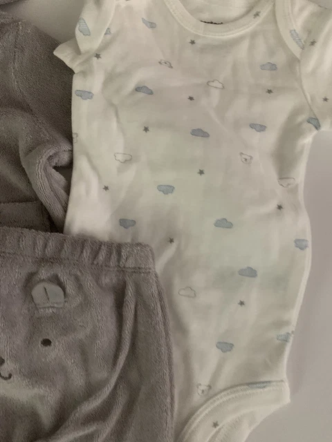 Carters Baby Boy Terry Jacket Bodysuit Pants Set Size Newborn 9 12 Months Gray 2