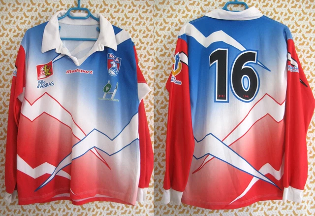 Maillot Rugby Vintage ESC Argeles Sur Mer – FFR, Rouge, Taille XXL Homme, Porté