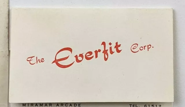 1950s Everfit Corp Kowloon Hong Kong Miramar Arcade Business Card Map Vintage