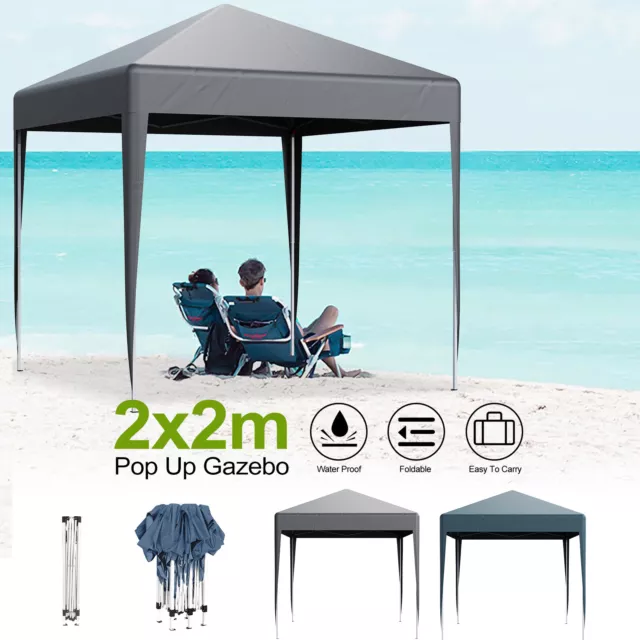 Pop Up 2x2M Gazebo Marquee Canopy Outdoor Garden Party Wedding Tent Waterproof