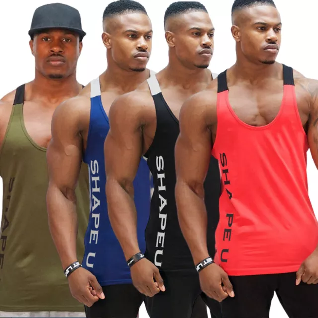 Men Fitness Tank Top Gym Muscle Bodybuilding Sport Workout Vest T Shirt Pullover