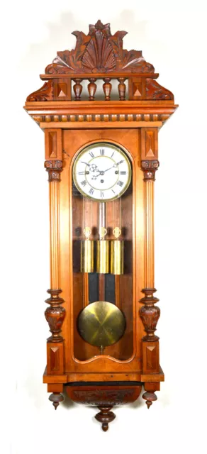 50" Antique 1890 German Gustav Becker Grand Sonnerie Vienna Regulator Wall Clock