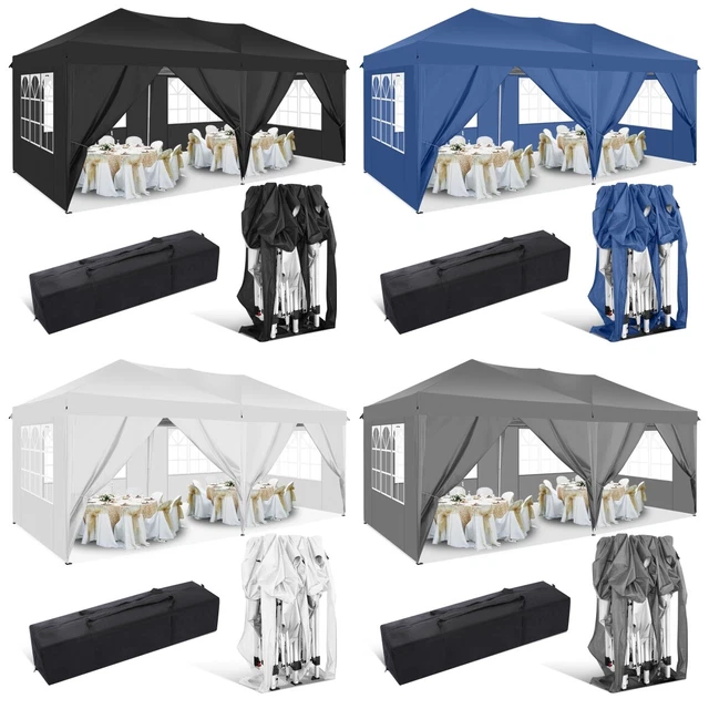 3x3/3x6m Pavillon Partyzelt Faltbar Gartenzelt Wasserdicht UV-Schutz +Seitenteil