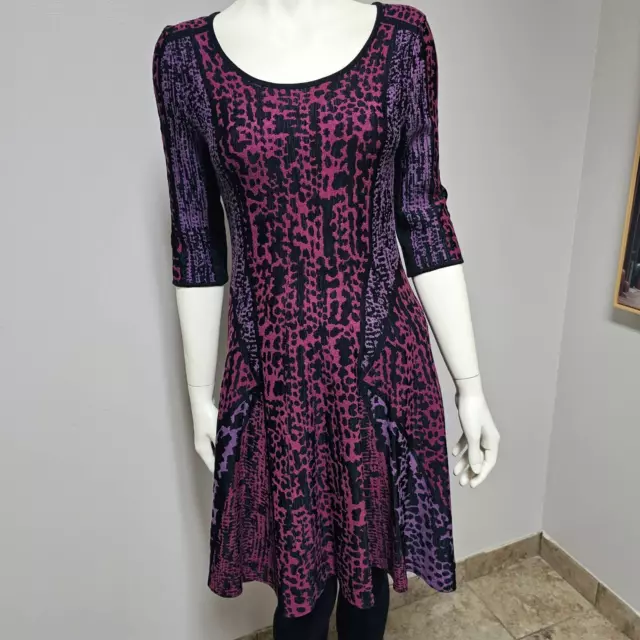 Nic + Zoe Coda Twirl FIt and Flare Purple/Black Dress Size PS