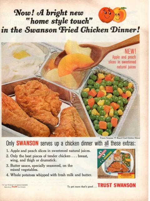Vintage advertising print Food SWANSON TV Dinner Fried Chicken Home Style 1965