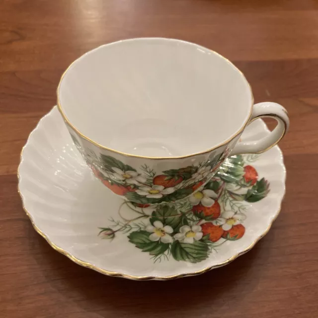 Vintage Royal Adderley  "Strawberries Ripe" Tea  cup and saucer set-SWEET