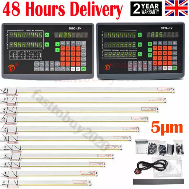 2/3 Axis DRO Digital Readout Display,5μm TTL Linear Scale CNC Mill Lathe Machine