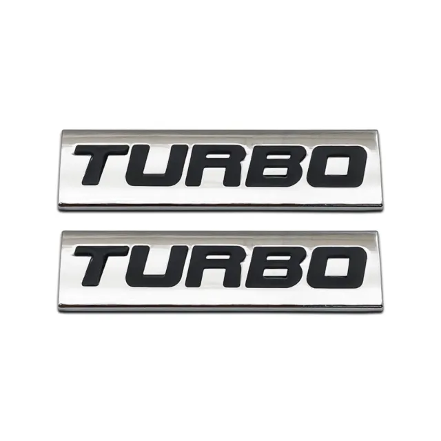 2x Black Metal TURBO Logo Car Badge V6 V8 Engine Chrome Emblem SUV Sticker Decal