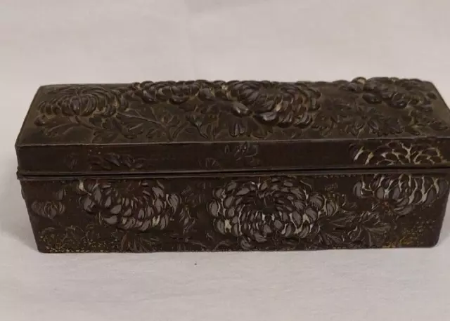 Antique Japanese Chrysanthemum Antimony Box. #1011