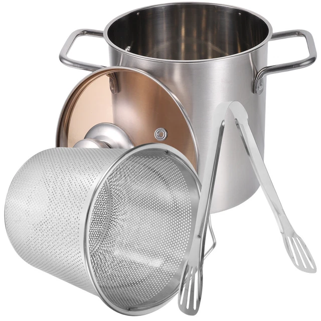 1 set di pentola cesto per frittura profonda pentola inox con cesto pentola per friggitrice