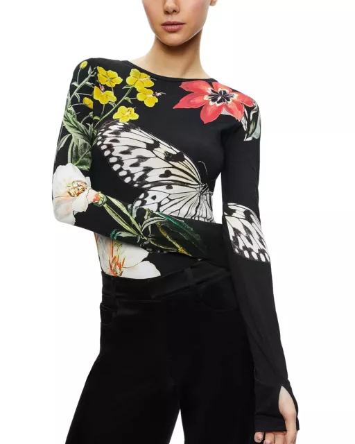 Alice & Olivia (S) Delaina Essential Col.or Long Sleeve Top Nwt Msrp$275