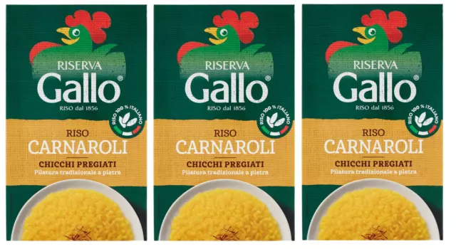 3x Gallo Riso Riserva Carnaroli,100% Italienischer Reis,Kochzeit 15 Minuten,1Kg