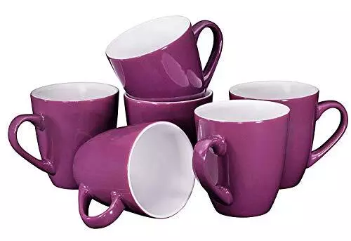 Bruntmor 16 Oz Plain Coffee Mug Set 6 Large Purple Mugs Gift Purple