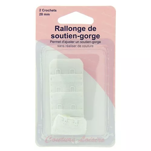 Rallonge de soutien gorges blanc 2 crochets 28mm sous vêtement couture extension