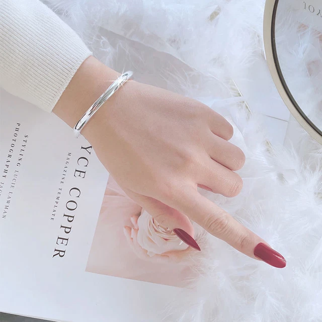 Apertura de pulsera unisex, ajustable, brillo brillante, estilo coreano, sencillo