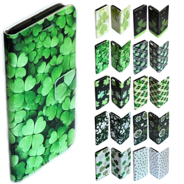 For Nokia Series - Shamrock Clover Theme Print Wallet Mobile Phone Case Cover #2