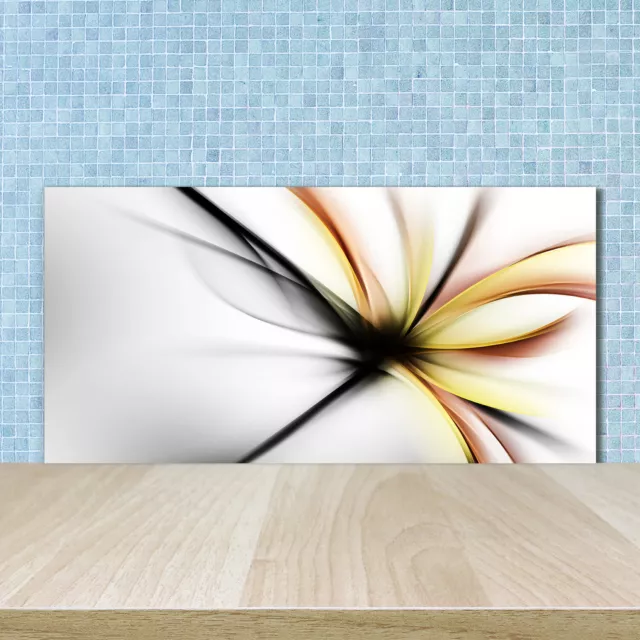 Küchenrückwand Spritzschutz aus Glas 100x50 Deko Kunst Abstrakte Blumen
