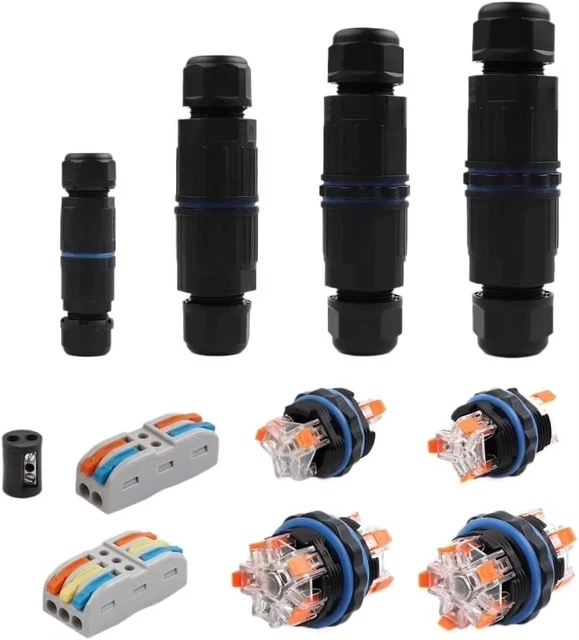 WATERPROOF JUNCTION BOX Connector Electric Cable Inline Wire Slim Plug ...