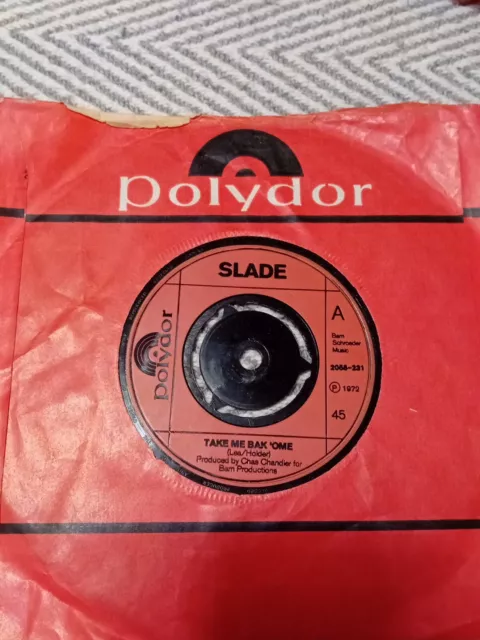 Slade Take me Bak ' Ome 7 inch vinyl single record