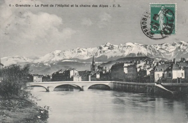 CPA 38 GRENOBLE Le Pont de l'Hopital  et la Chaine des Alpes