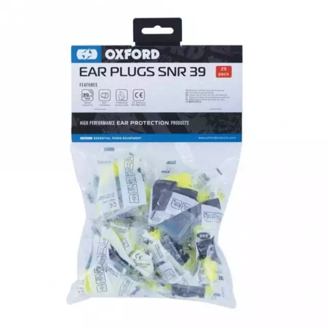 Oxford SNR39 Motorcycle Ear Plugs w/Single Carry Case - 25 Pair Pack (OX625)