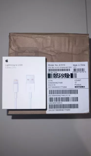 Boîtes de 10 Câbles de chargeur 2mètre occasion Original Apple