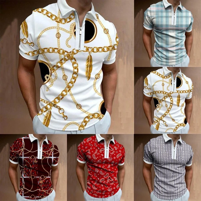 Haut Chemise Desseré Polyester Imprimé Été T-Shirts Urban Fermeture Éclair Col