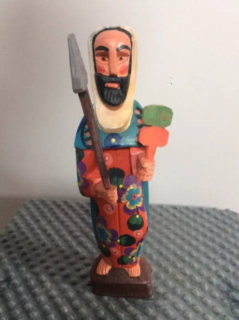 15" HAND CARVED WOOD PATRON SAINT  STATUE From Guatemala