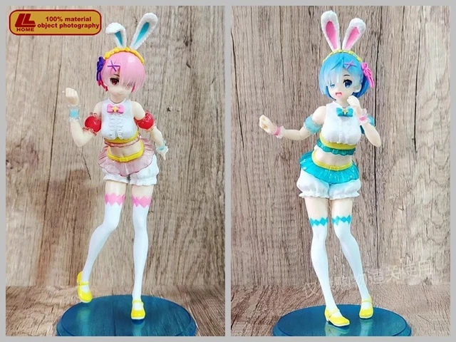 Anime Re Life In a Different World Ram Rem 2pcs cute Rabbit Girl PVC Figure Gift