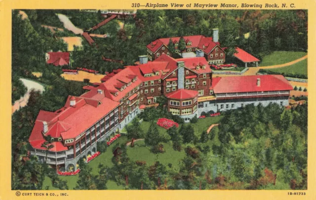 Postcard Airplane View Mayview Manor Blowing Rock North Carolina