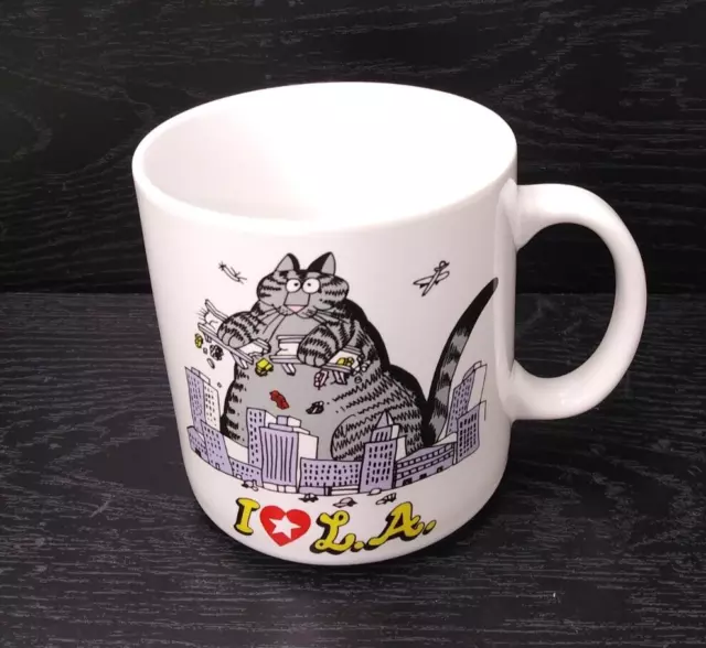 Vintage B Kliban Cat I Love LA Los Angeles Catzilla Coffee Mug NEW NOS 1989