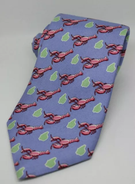 Vineyard Vines Custom Collection 100% Silk All Over Lobster Print Men's Neck Tie